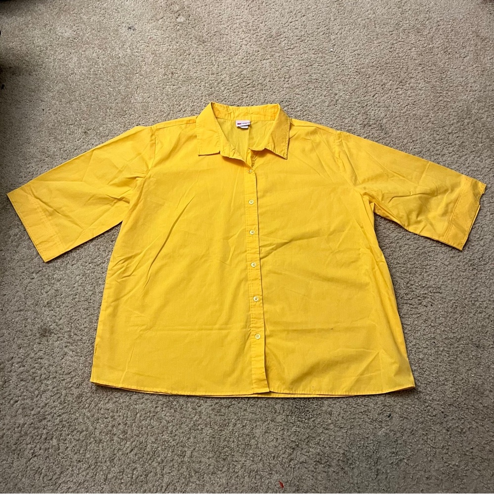 American Sweetheart yellow quarter sleeve shirt sz 2XL polyester blend womens
